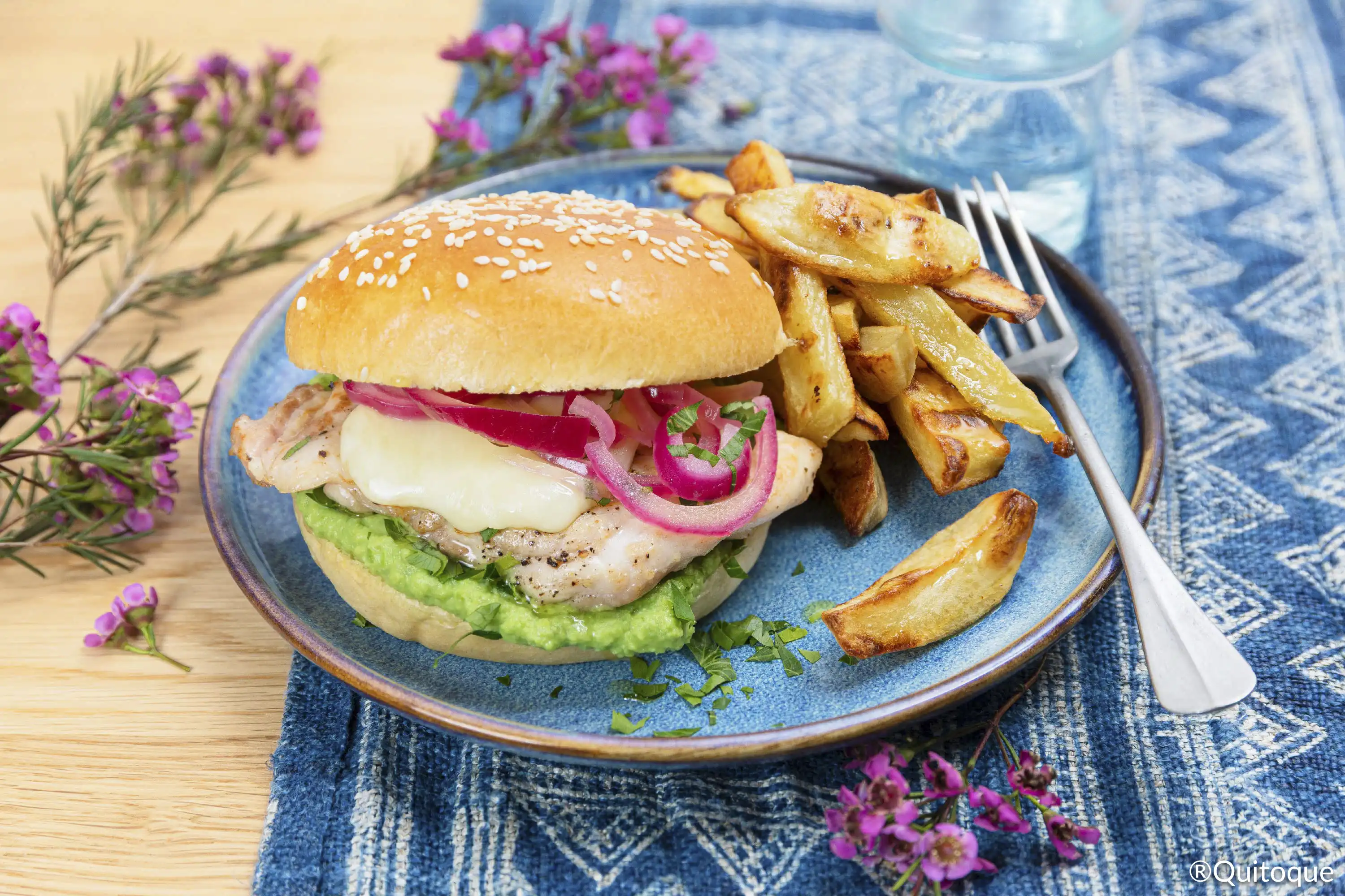 Recette Quitoque : Burger de dinde, mozzarella, pickles
