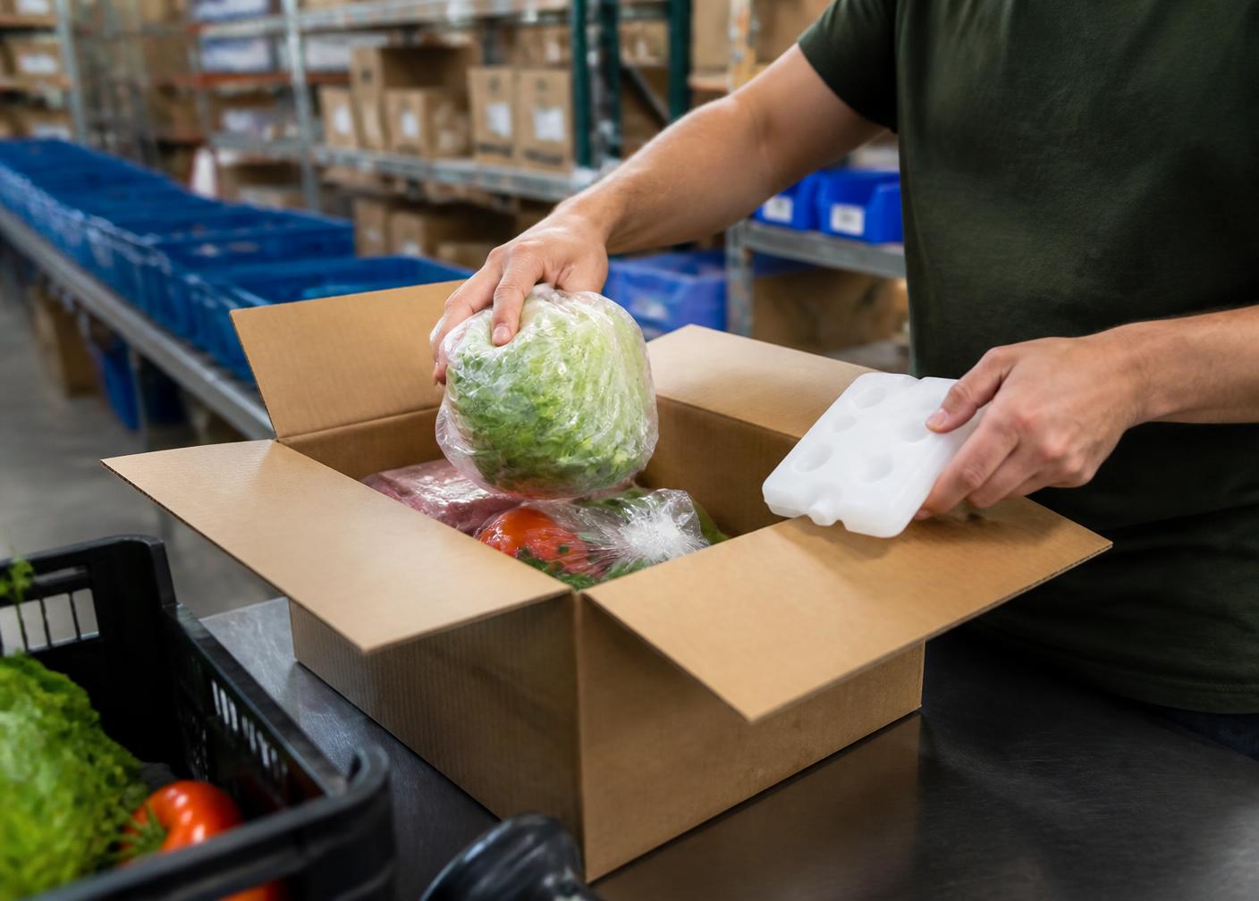 Préparation d'une commande de produits frais avec plaque eutectique